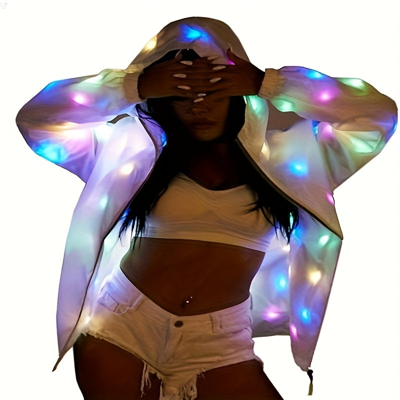 1pc Of Luminous Clothing, LED Jacket, Glittering Jacket, Hooded Sweatshirt, Carnival Light, Adult Clothing, Family Clothing, Men'S And Women'S Dance Club Luminous Clothing
